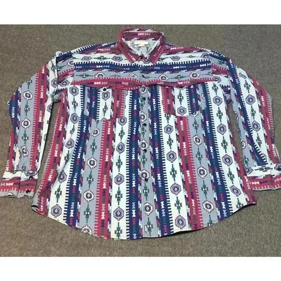 Aztec Print Brushpopper Western Shirt
Retro Vintage 90s - Picture 1 of 4